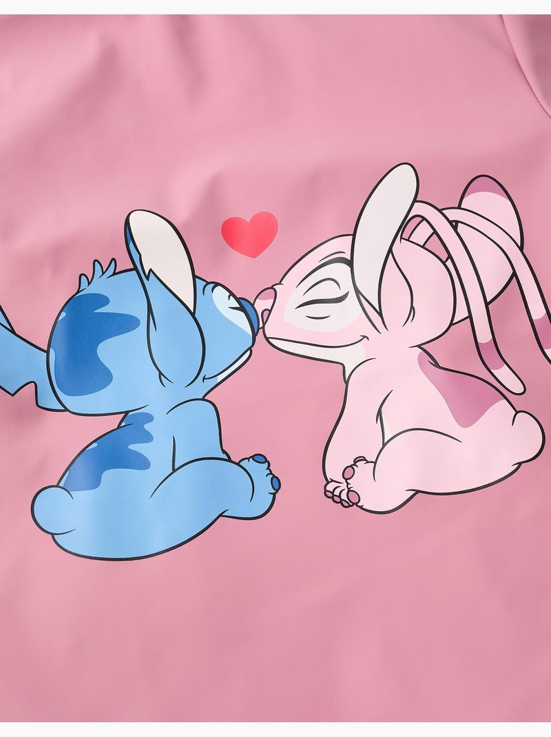 Parka en caoutchouc à capuche et imprimé Stitch Rose foncé - Kiabi