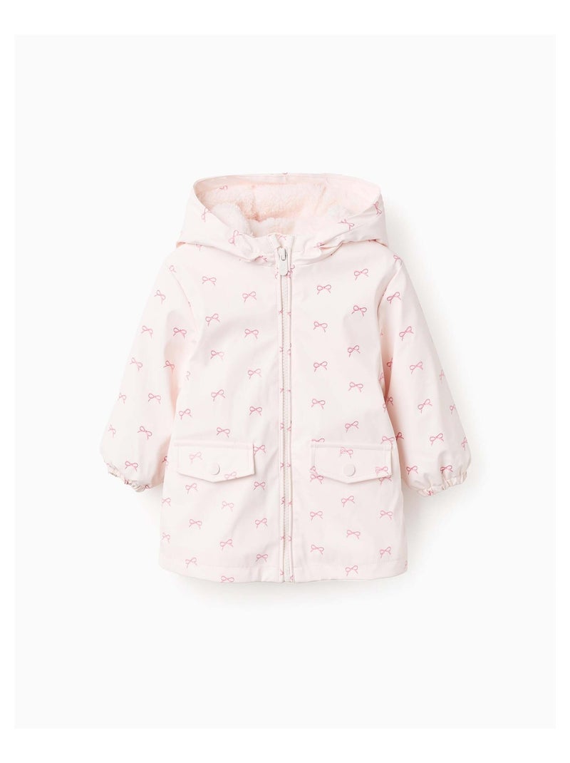 Parka en Caoutchouc avec Capuche et Fourrure Nœuds Rose clair - Kiabi