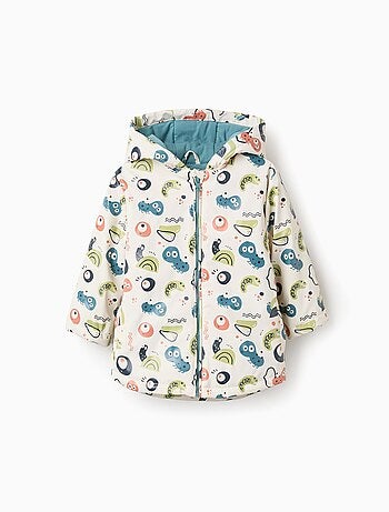 Parka en Caoutchouc avec Capuche et Motif