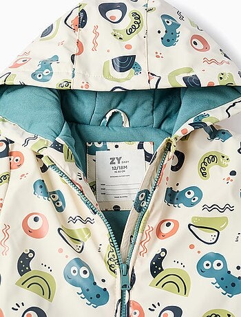 Parka en Caoutchouc avec Capuche et Motif