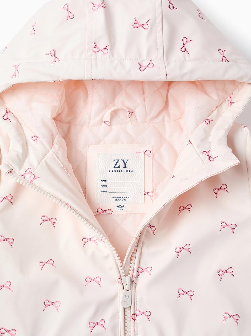 Parka en Caoutchouc avec Capuche Nœuds Rose clair - Kiabi