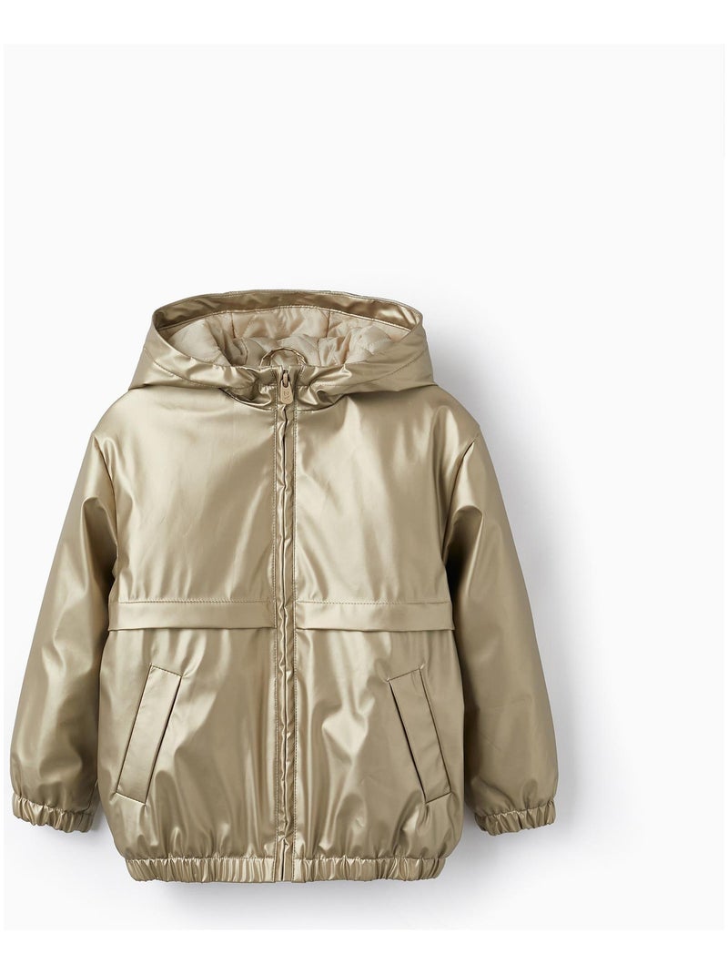 Parka en caoutchouc avec capuche pour fille   GREAT GOALS GREAT WORLD Or rose - Kiabi