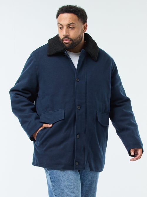 Parka en lainage avec col effet moutonné - Kiabi