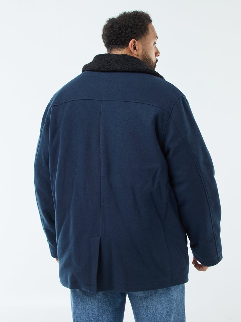 Parka en lainage avec col effet moutonné Bleu marine - Kiabi