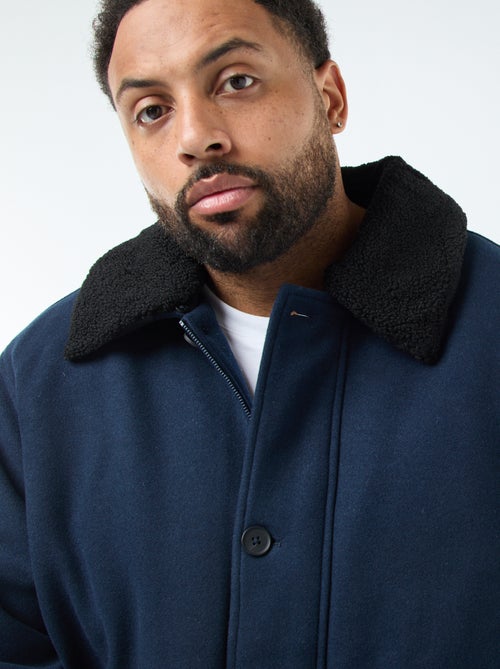 Parka en lainage avec col effet moutonné - Kiabi