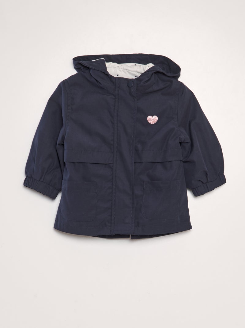 Parka en microfibre avec capuche Bleu - Kiabi