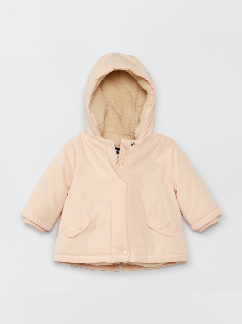Parka en microfibre et fourrée Rose clair - Kiabi