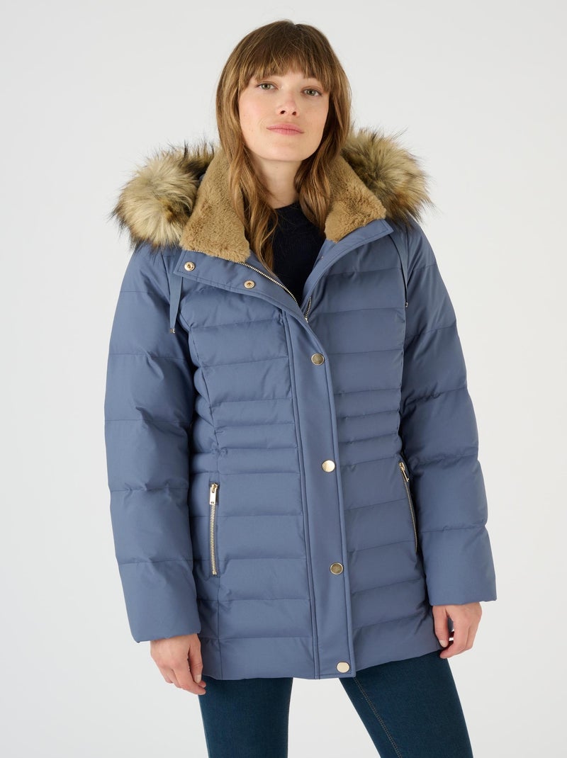 Parka en tissu mat Thermolactyl - Damart Bleu nuit - Kiabi