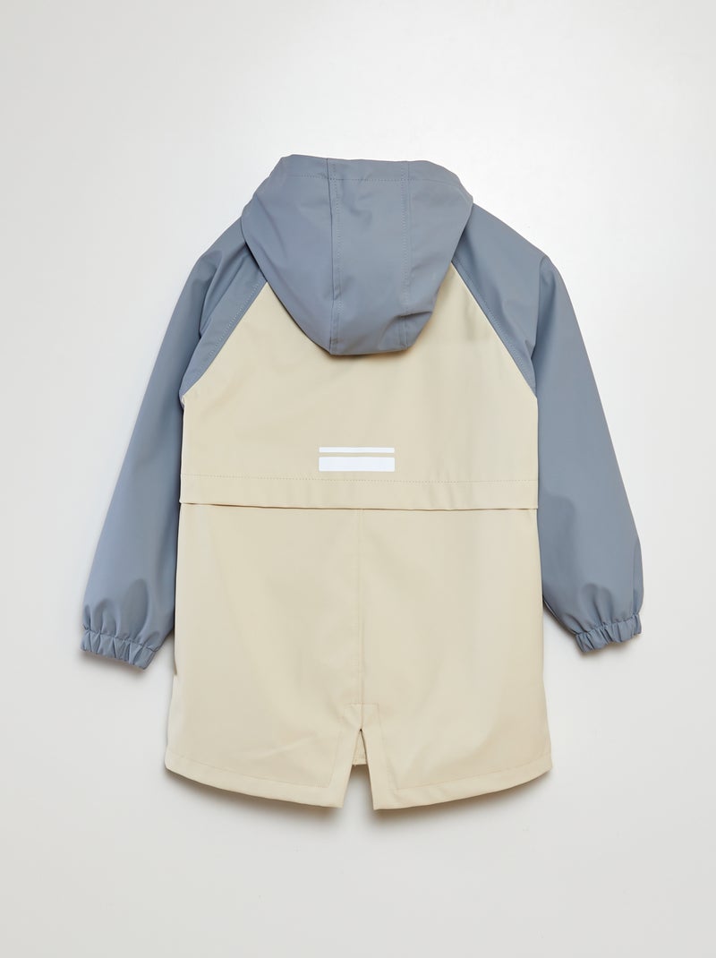 Parka en toile cirée avec capuche Bleu/beige - Kiabi