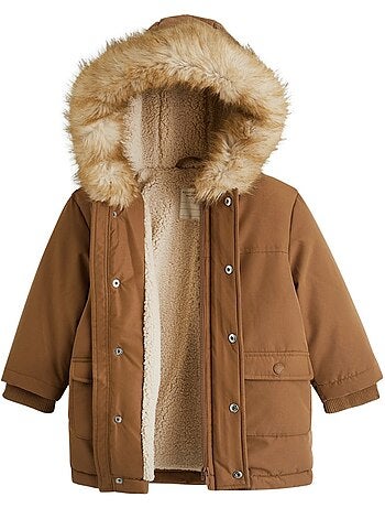 Parka enfant imperméable doublé sherpa avec capuche matis