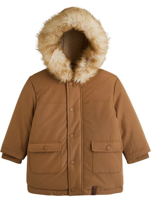 Parka enfant imperméable doublé sherpa avec capuche matis - Kiabi Parka enfant imperméable doublé sherpa avec capuche matis - Kiabi