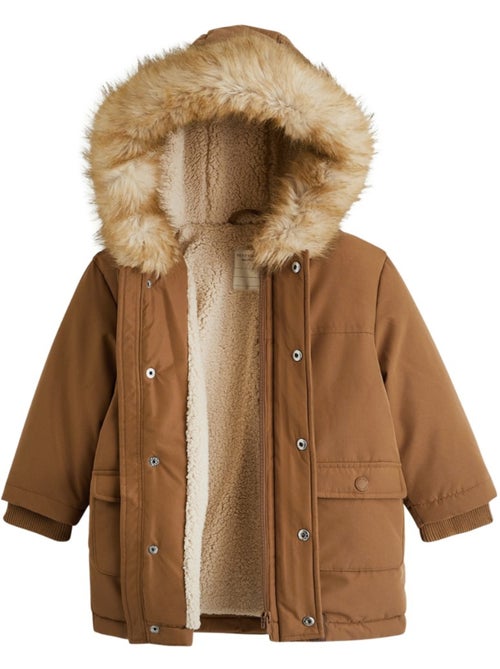 Parka enfant imperméable doublé sherpa avec capuche matis - Kiabi Parka enfant imperméable doublé sherpa avec capuche matis - Kiabi