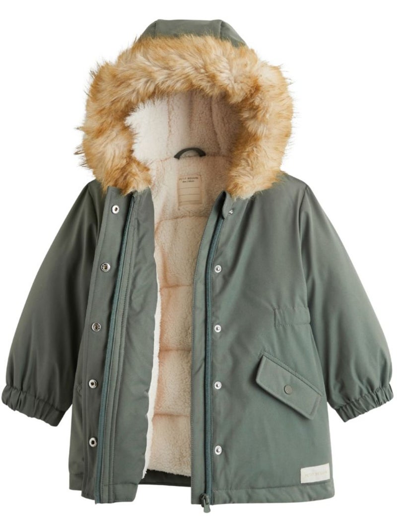 Parka enfant imperméable doublé sherpa emma Kaki - Kiabi