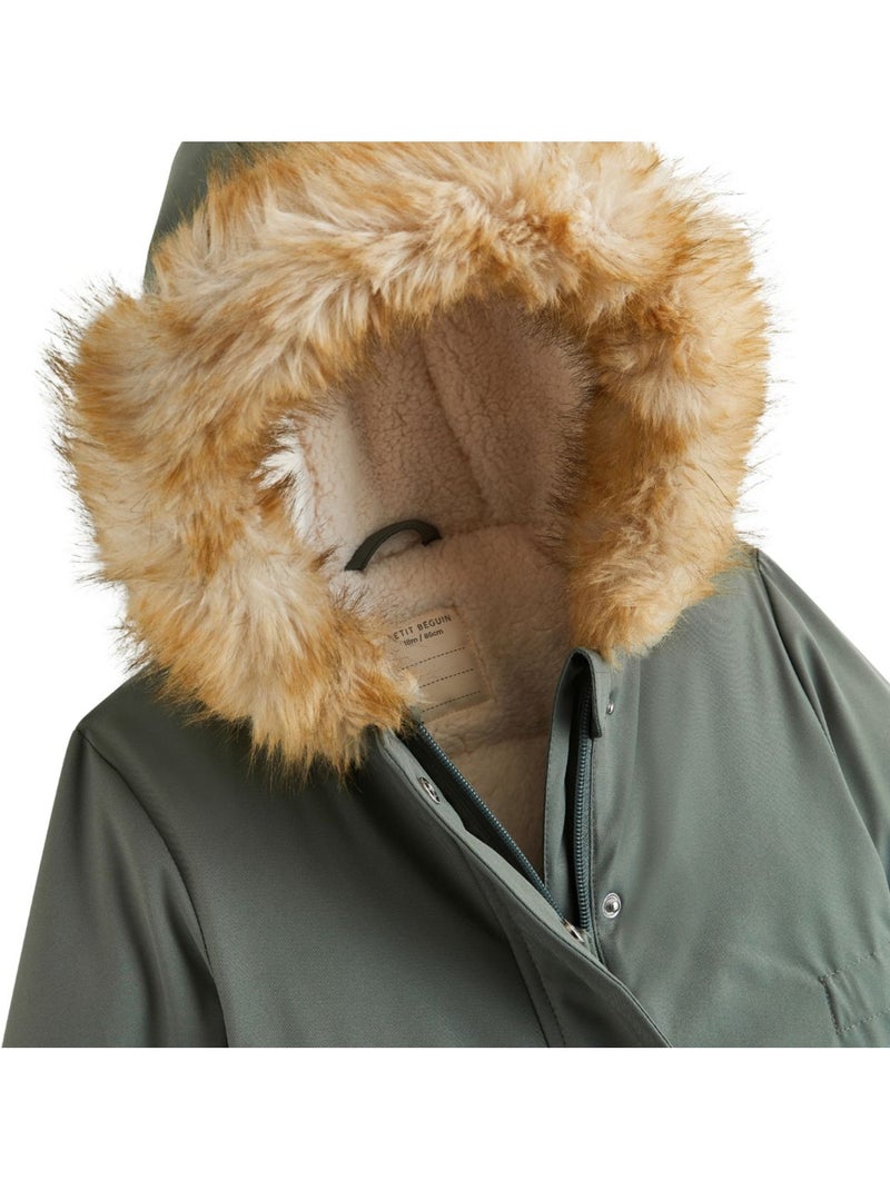 Parka enfant imperméable doublé sherpa emma Kaki - Kiabi