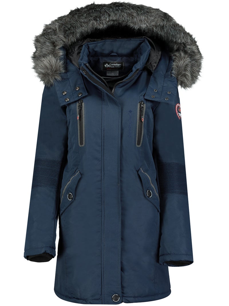 Parka épaisse à capuche fausse fourrure camilly – canadian peak Bleu marine - Kiabi