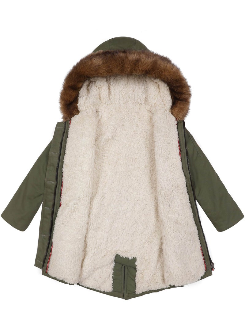 Parka Femme  Longue à Capuche  XS-XL  ROCK & PEACE - La Faute à Voltaire Kaki - Kiabi