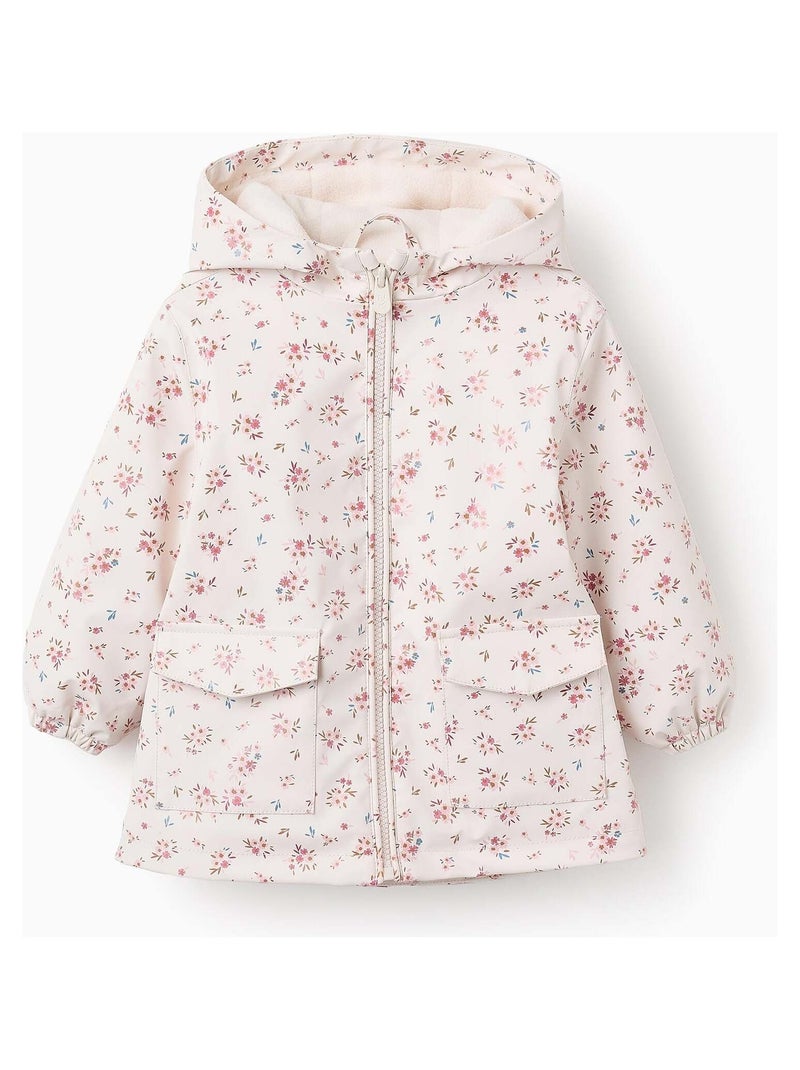 Parka Florale en Caoutchouc Beige - Kiabi