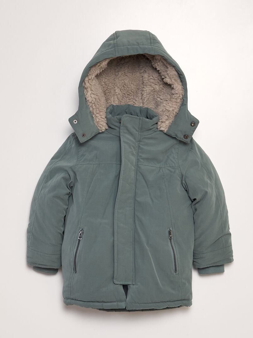 Parka fourrée à capuche Vert - Kiabi