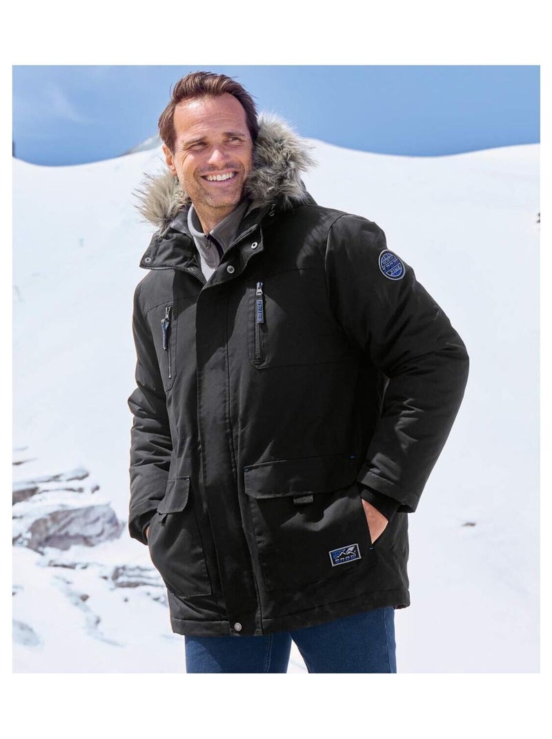 Parka Grand Froid à Capuche Fausse Fourrure   - ATLAS FOR MEN Noir - Kiabi