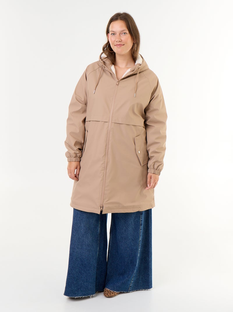Parka gummy doublée à capuche Marron - Kiabi