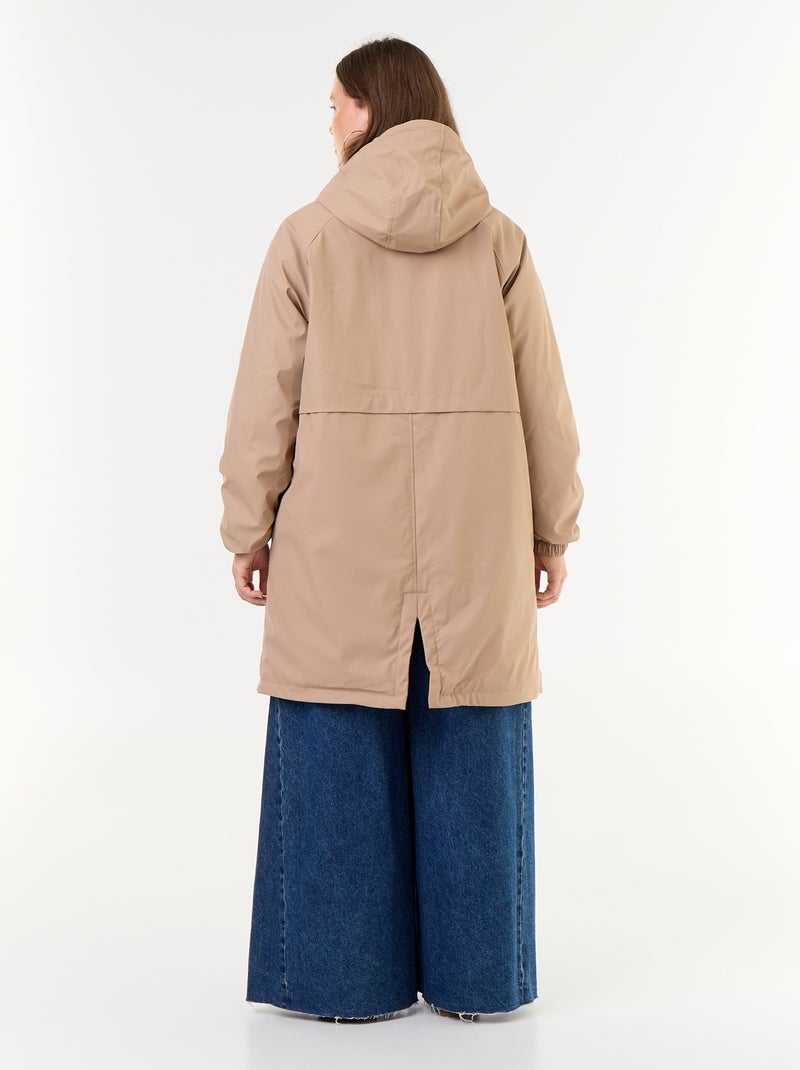 Parka gummy doublée à capuche Marron - Kiabi