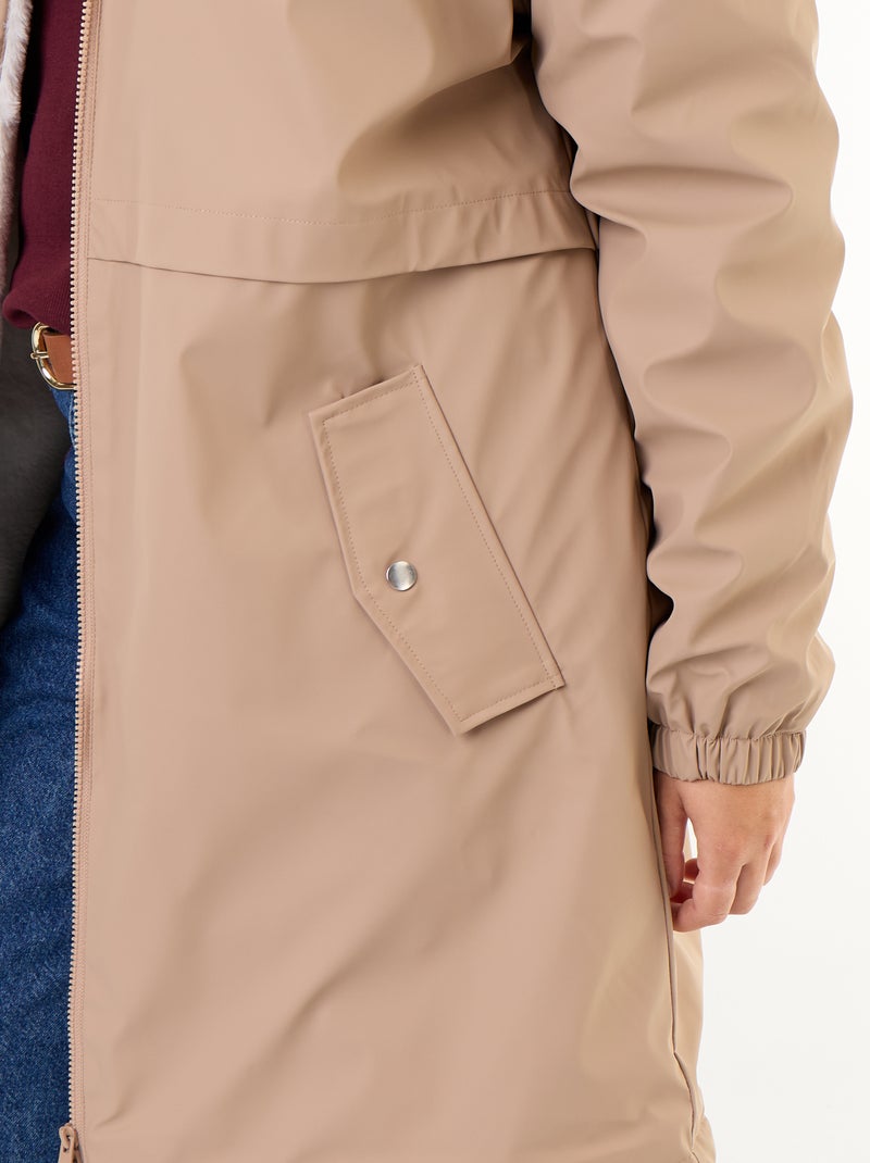 Parka gummy doublée à capuche Marron - Kiabi
