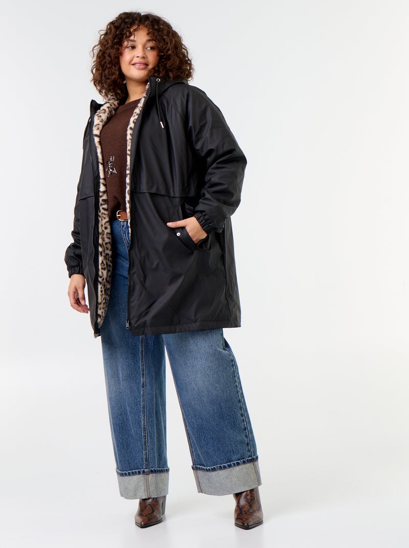 Parka gummy doublée à capuche Noir - Kiabi