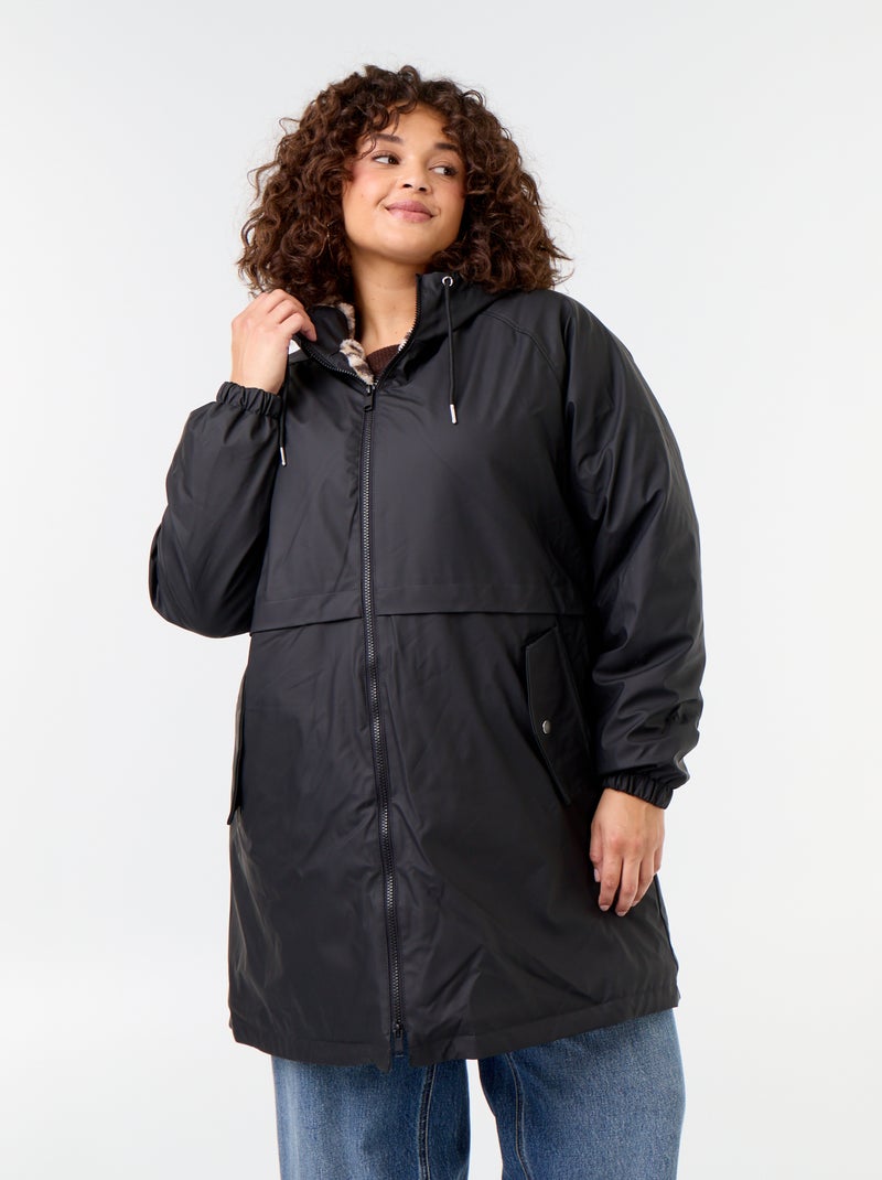 Parka gummy doublée à capuche Noir - Kiabi