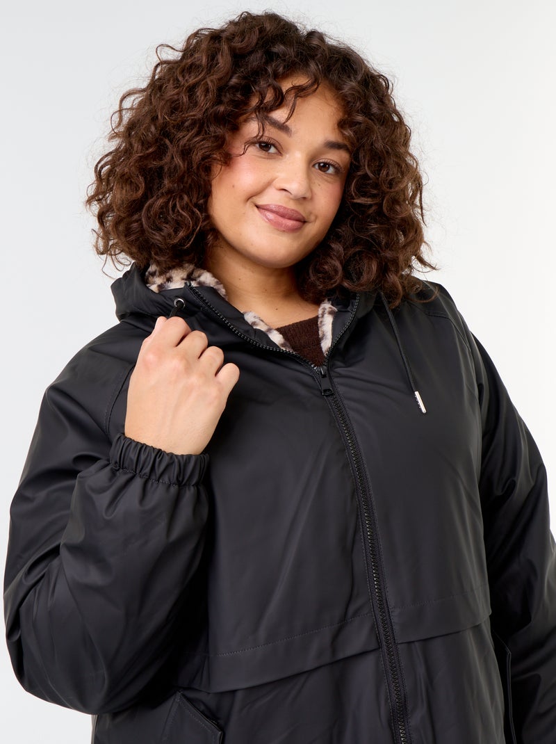 Parka gummy doublée à capuche Noir - Kiabi