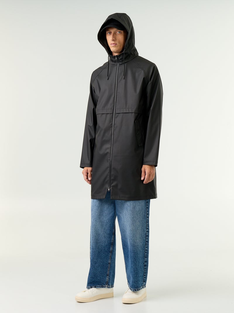 Parka imperméable longue Noir - Kiabi