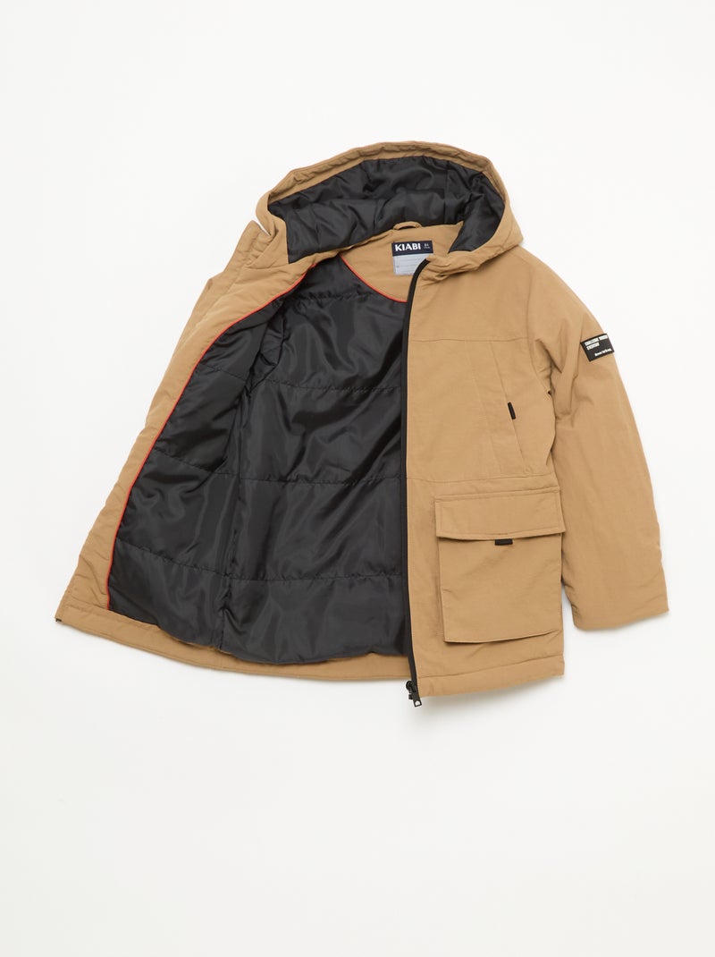 Parka légère à capuche avec 2 poches soufflées à rabat Beige - Kiabi