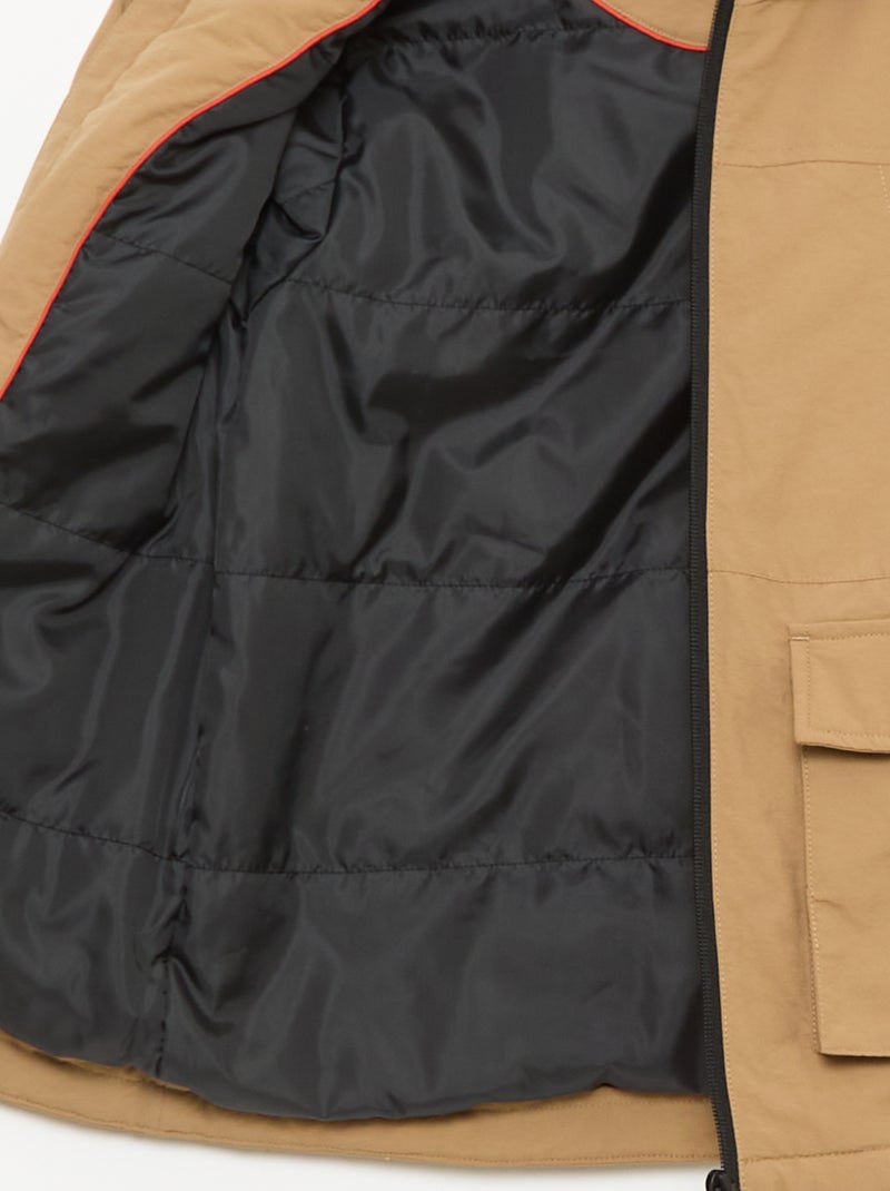 Parka légère à capuche avec 2 poches soufflées à rabat Beige - Kiabi