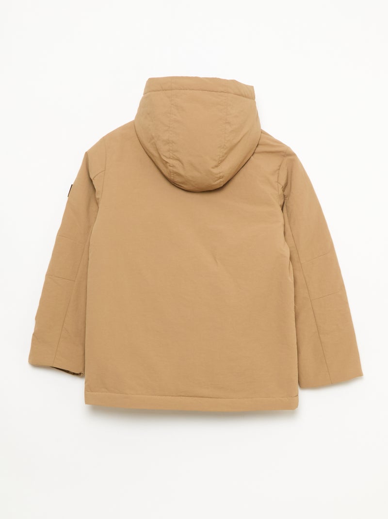 Parka légère à capuche avec 2 poches soufflées à rabat Beige - Kiabi