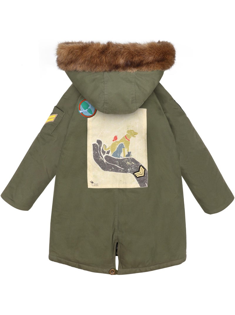 Parka Longue à Capuche    12-20 ans  ROCK & PEACE - La Faute à Voltaire Kaki - Kiabi