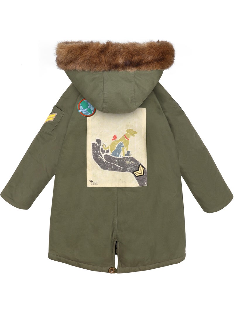 Parka Longue à Capuche   2-16 Ans  ROCK & LOVE - La Faute à Voltaire Kaki - Kiabi