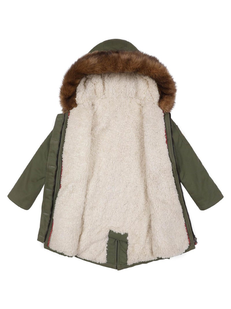Parka Longue à Capuche   2-16 Ans  ROCK & LOVE - La Faute à Voltaire Kaki - Kiabi