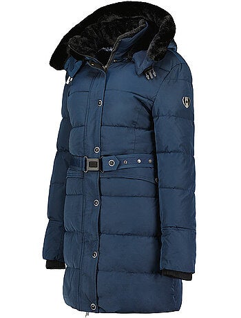 Parka longue à capuche amovible fausse fourrure bettineak – canadian peak