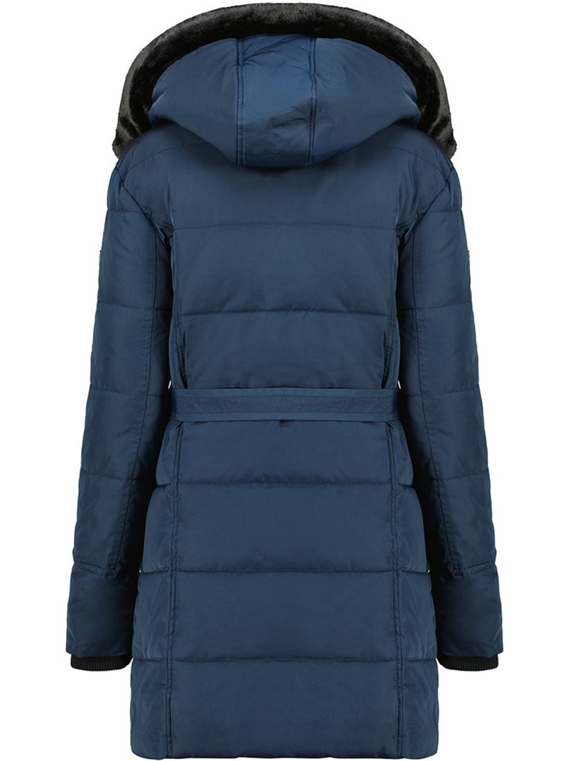 Parka longue à capuche amovible fausse fourrure bettineak – canadian peak Bleu marine - Kiabi