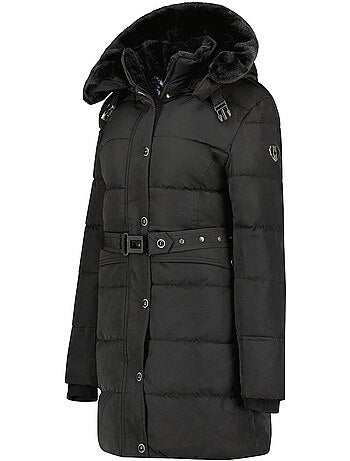 Parka longue à capuche amovible fausse fourrure bettineak – canadian peak