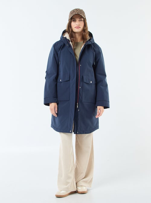 Parka longue à capuche doublure effet moutonné - Kiabi