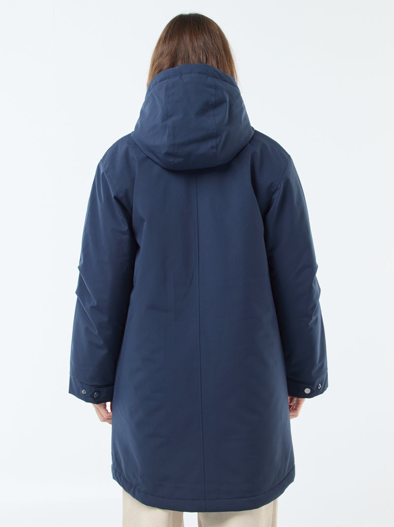 Parka longue à capuche doublure effet moutonné Bleu - Kiabi