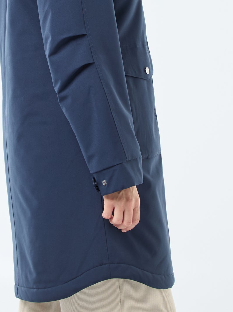 Parka longue à capuche doublure effet moutonné Bleu - Kiabi