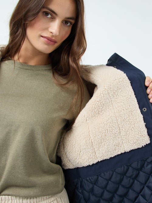 Parka longue à capuche doublure effet moutonné - Kiabi