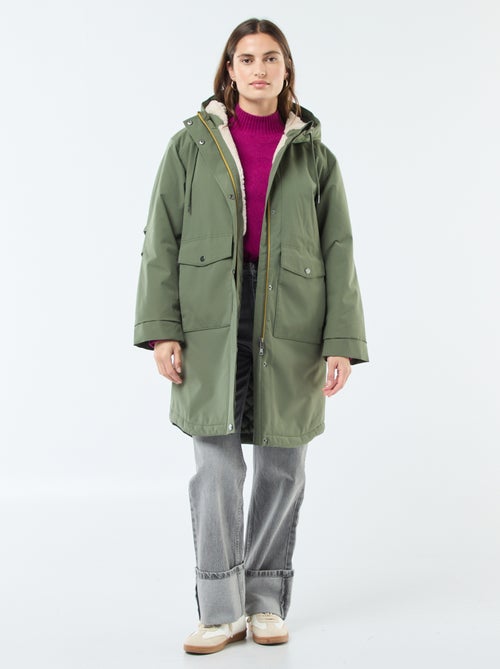 Parka longue à capuche doublure effet moutonné - Kiabi