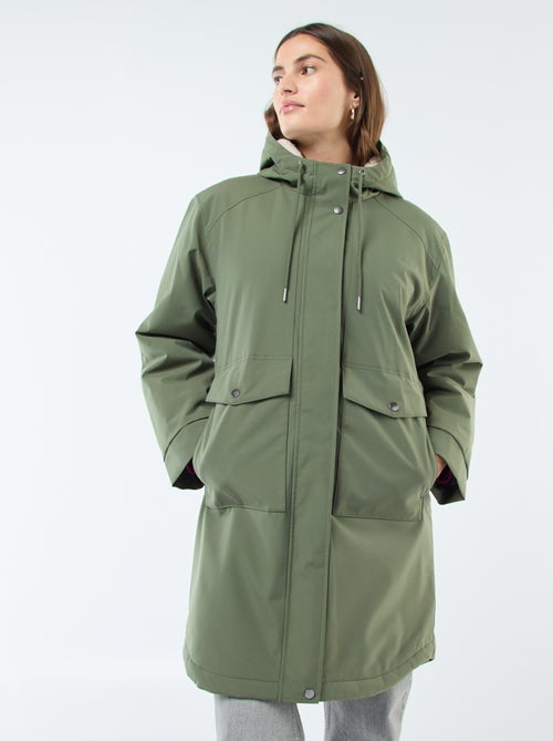 Parka longue à capuche doublure effet moutonné - Kiabi