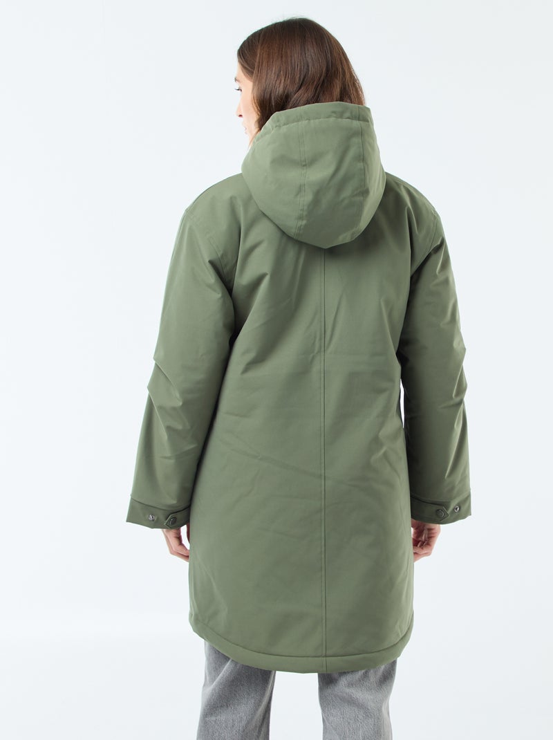 Parka longue à capuche doublure effet moutonné Vert - Kiabi