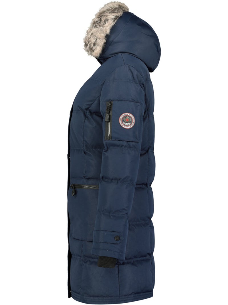 Parka longue à capuche fausse fourrure axelus – canadian peak Bleu marine - Kiabi