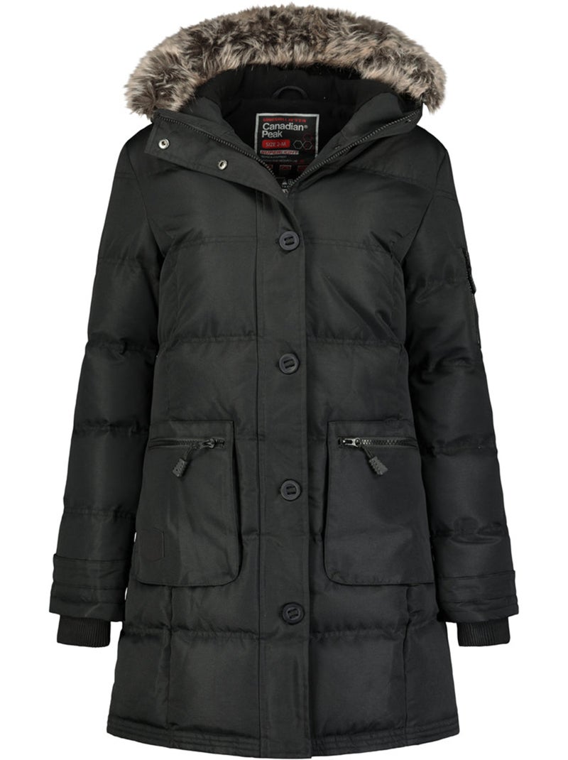 Parka longue à capuche fausse fourrure axelus – canadian peak Noir - Kiabi