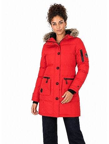 Parka longue à capuche fausse fourrure axelus – canadian peak