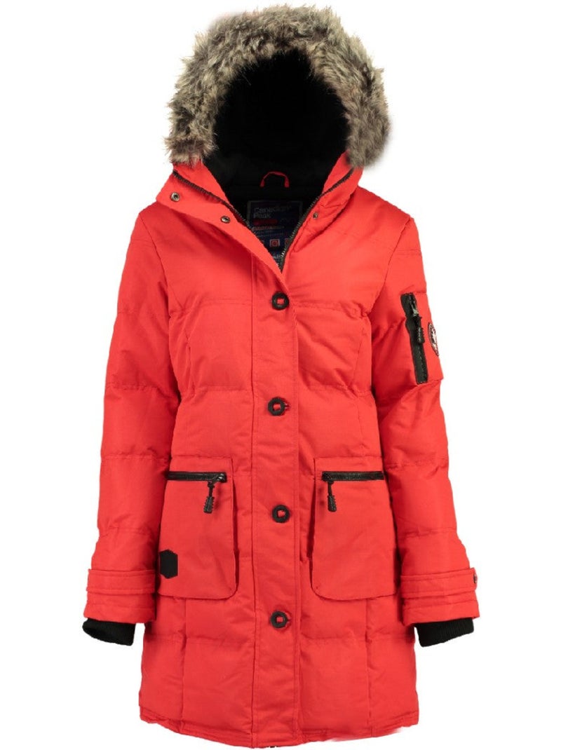 Parka longue à capuche fausse fourrure axelus – canadian peak Rouge - Kiabi